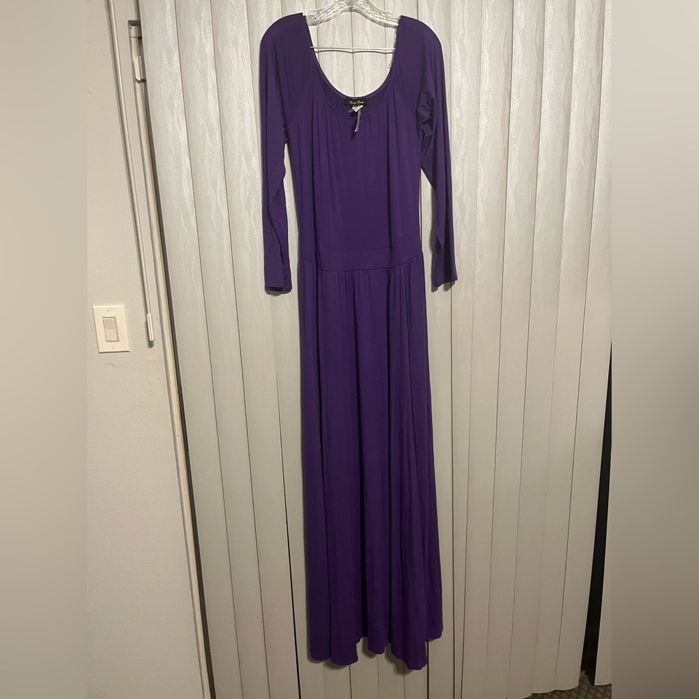 Purple Long Sleeve double split maxi dress